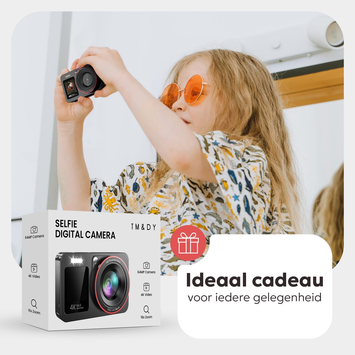 TM&DY 4K Digitale Camera – 64MP - met 2 Schermen – Compact Camera – Vlog Camera – Inclusief 32GB - Fototoestel - Fotocamera thumbnail 7