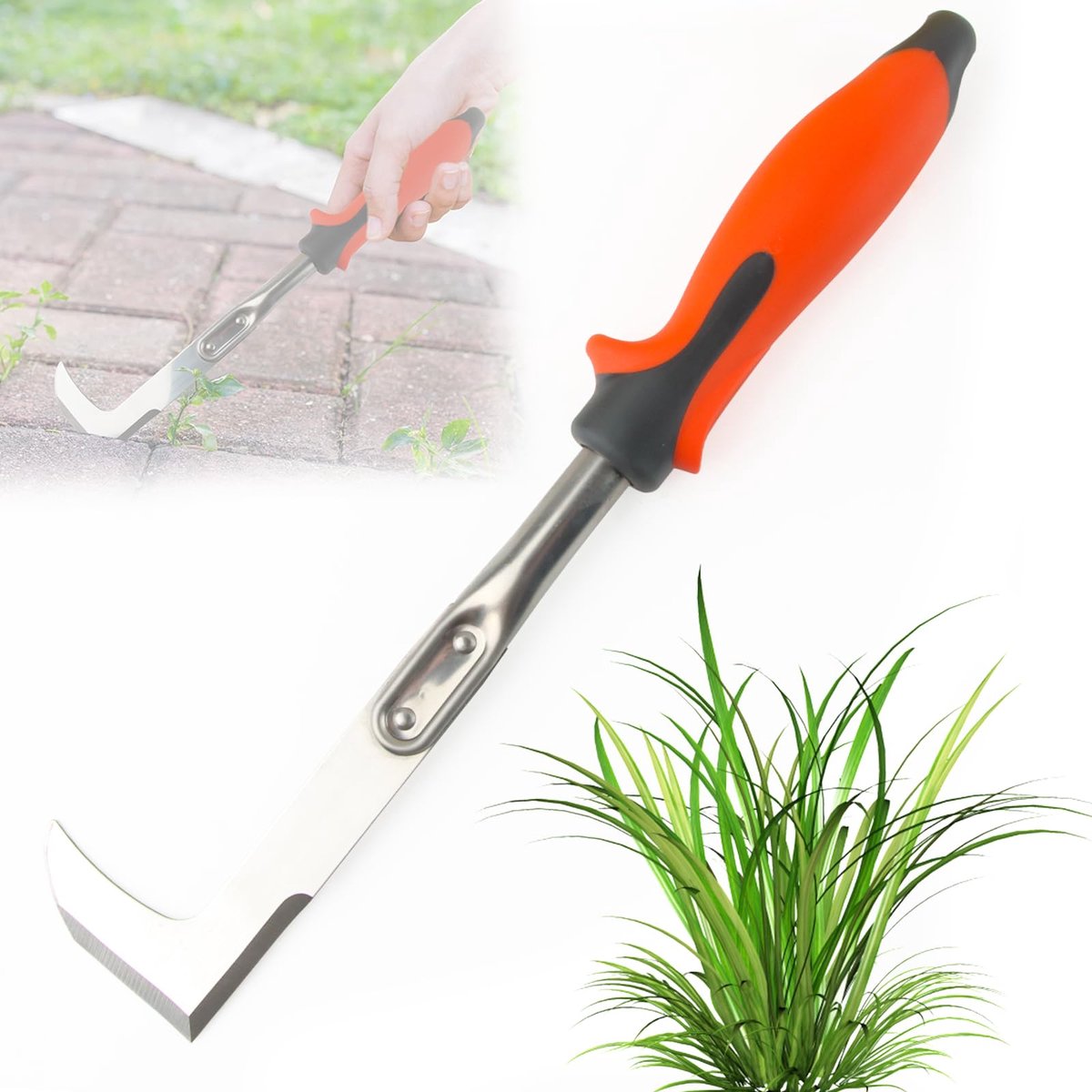 Ibenzoa® Professionele Onkruidkrabber met Roestvrij Stalen Mes en Comfortabel Houten Handvat – 30 cm Rood