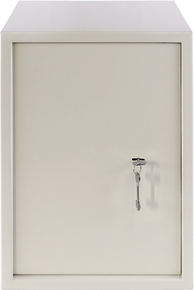 Aufun kluis meubelkluis met dubbelbaardslot 35 x 50 x 31 cm, grote kluis voor thuis, kluis en opbergvak, geldkoffer, veilige kluis bodem-wandkluis, wandkluis inclusief sleutels, zilver