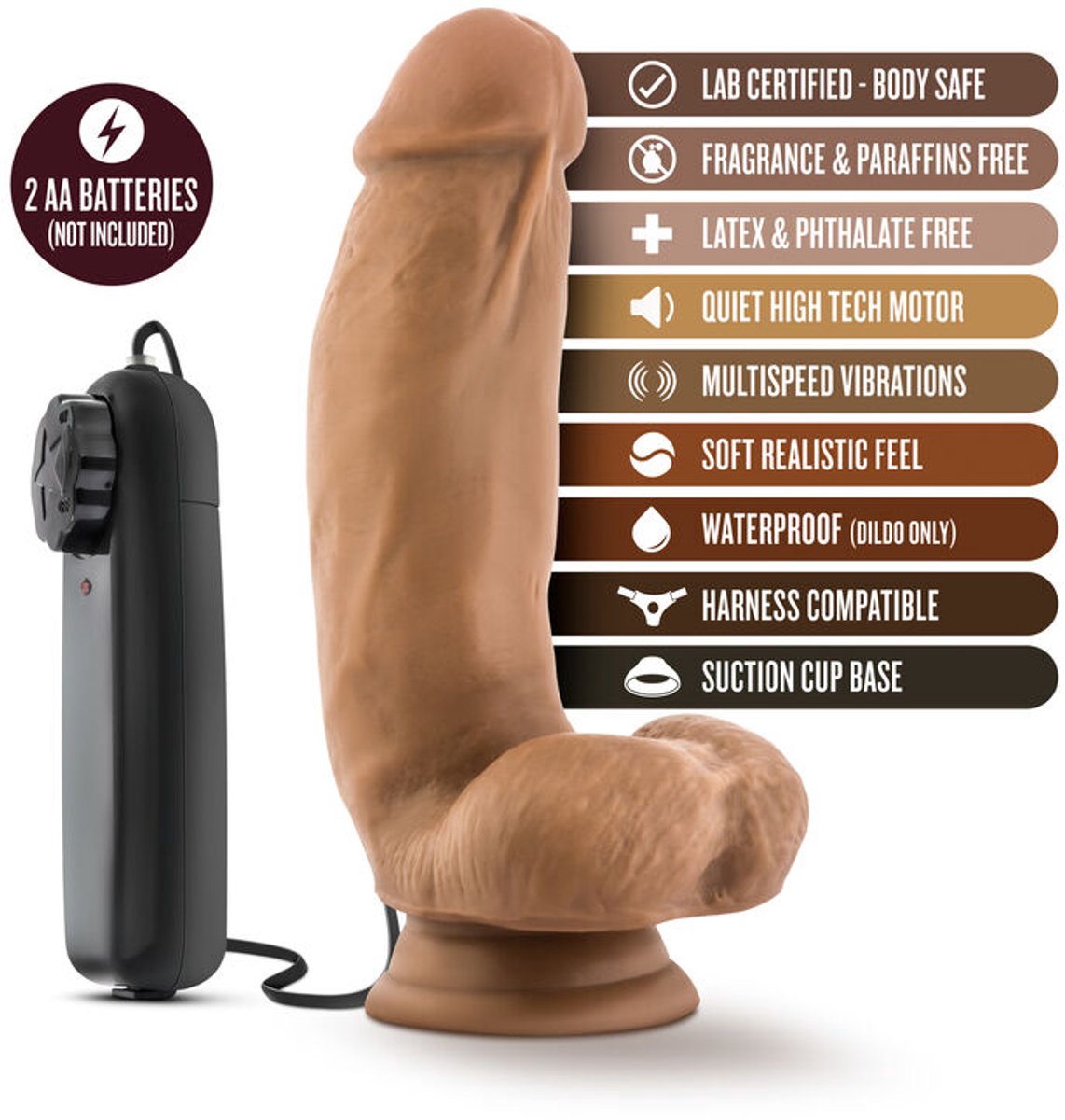 Goedkoopste Blush Vibrator Love Toy LOVERBOY MMA FIGHTER 7INCH COCK MOCHA Bruin