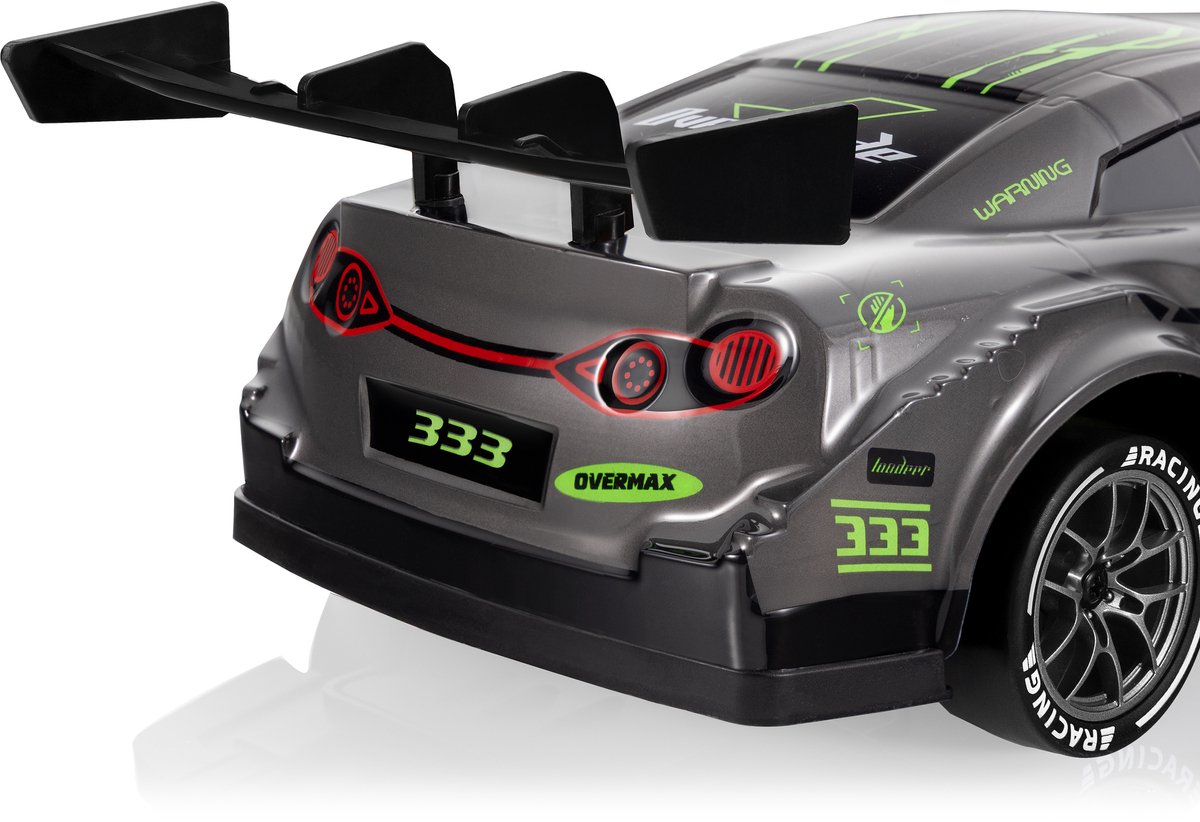 Overmax X-Overslide – Bestuurbare Auto 2in1: DRIFT & Race – 20 km/h – 2 Snelheidsstanden – 2 Batterijen – 40min Speeltijd – 2 Carrosserieën – 2 Wielensets – LED Onderverlichting – Obstakelset – Gecodeerde Besturing – RC Auto — afbeelding 3