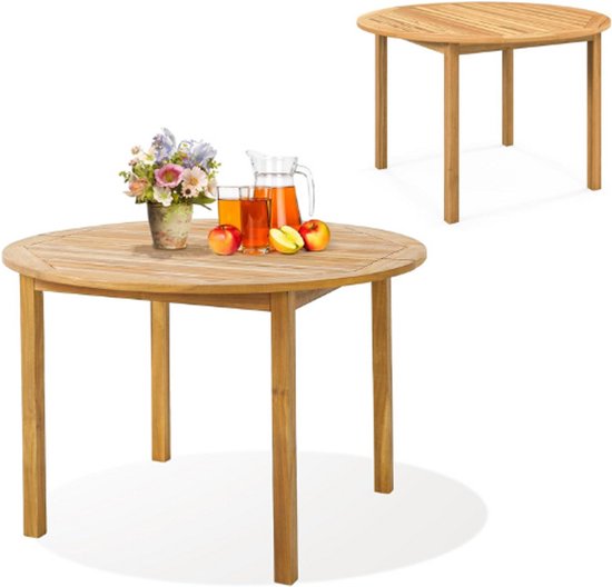 Tuintafel Rond 110 Tuintafel Van Acaciahout - Ronde Eettafel Ø 110 Cm Voor 4 Personen ...