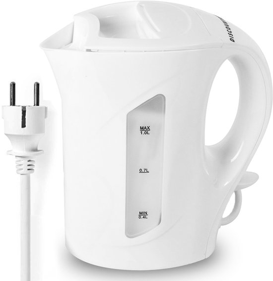 H&E Waterkoker 1 Liter Wit - Energiezuinig 900 Watt - Snelkokend en Compact Design