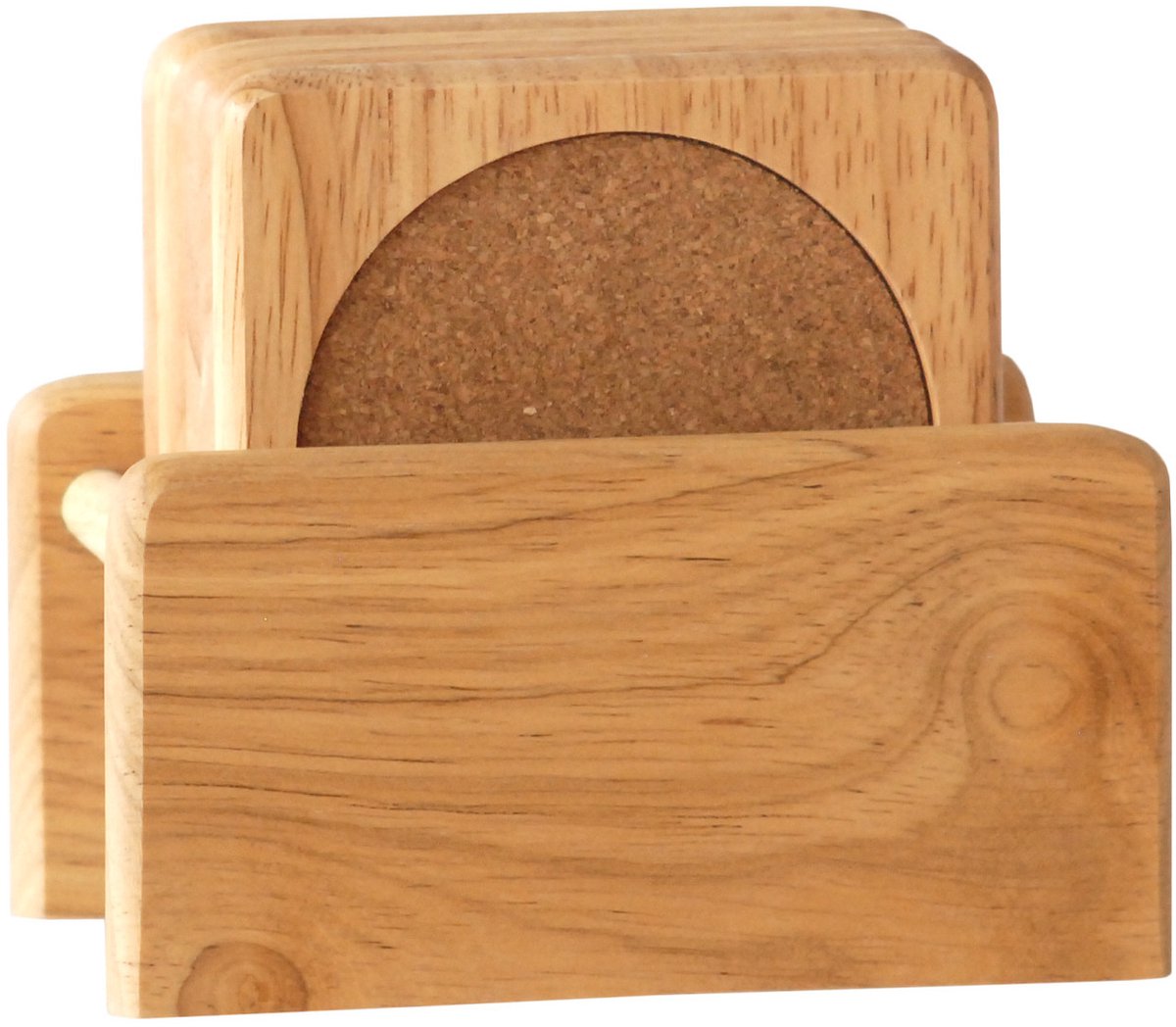 Set van 24x glazenonderzetters hout in houder 10 cm