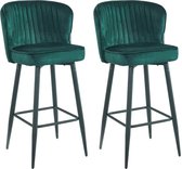 Bol.com Colenis® - Barry Barkruk - Barstoel - Set Van 2 - Groen - Velvet - Fluweel - Design - Industrieel - Barkrukken aanbieding
