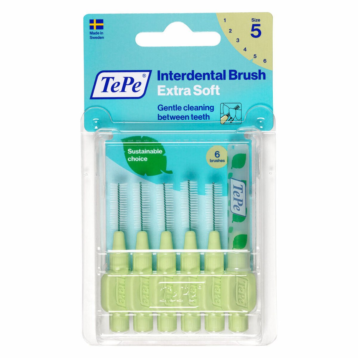 6x TePe Ragers Extra Zacht 0,8 mm Groen blister à 6 stuks