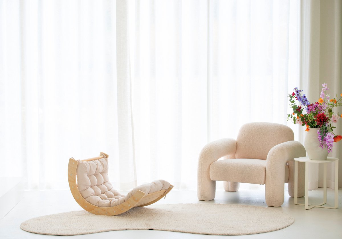 Buxibo Houten Klimbrug/Klimboog Inclusief Kussen - Montessori Klimrek - Naturel Hout - Kinderspeelgoed - 82x51.5x52cm - Wit — afbeelding 5