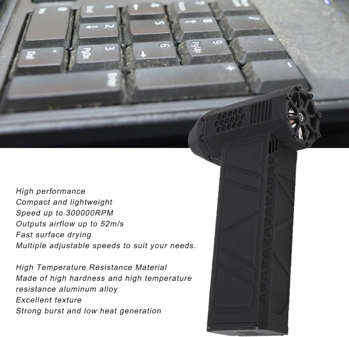 Mini Jet Droogblazer Krachtig 300.000 RPM Jet Dry Mini-blazer Verstelbare Elektrische Luchtstofzuiger Draagbare Elegante Straalventilator voor Autotoetsenbordreiniging Outdoor