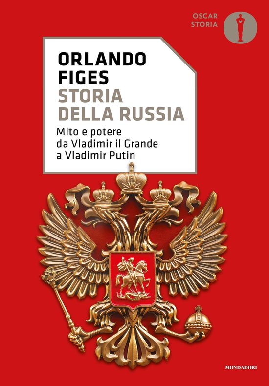 Couverture du livre 'Storia della Russia' d'Orlando Figes, avec l'aigle bicéphale russe et du texte.