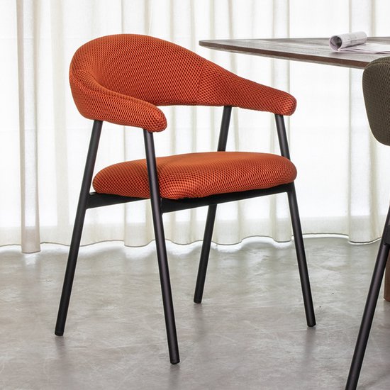 Chaise de salle à manger Amaze LABEL51 - Oranje - Tissu - Cadre noir - Chaise -
