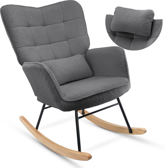 Rocking chair - Chaises - Meubles - Fauteuil relax - Grijs - 92 cm x 71 cm x 101 cm