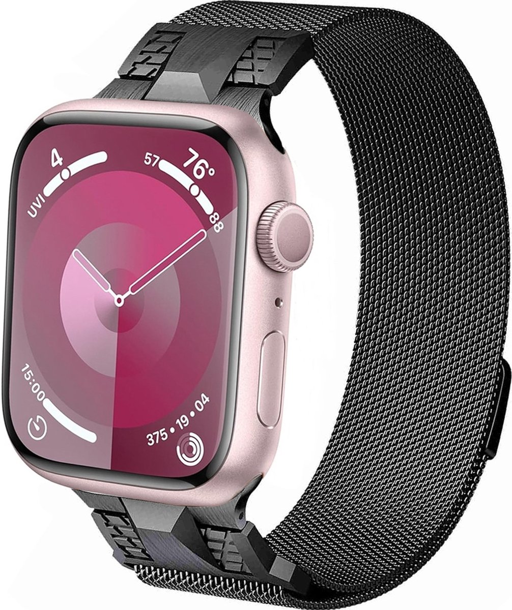 Mobigear Milanese Watch bandje geschikt voor Apple Watch Bandje Magneetsluiting | Mobigear Mecha Loop - 49/46/45/44 mm - Grijs
