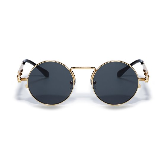 Freaky Glasses - Zonnebril rond - Festivalbril - Bril - Feest - Glasses - Heren - Dames - Unisex - Kunststof - zwart - goud van Freaky Glasses — afbeelding 3