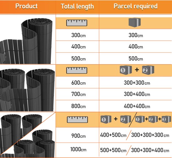 NOOR Inkijkbescherming bevestigingsset pvc, weerbestendig, antraciet