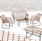 tectake® Bistroset Molfetta XL - Tuinset voor 4 Personen - Weerbestendige Loungeset - 2 Tuinstoelen, Tuinbank en Tuinafel - Inclusief comfortabele Kussens - Voor Tuin, Balkon en Terras