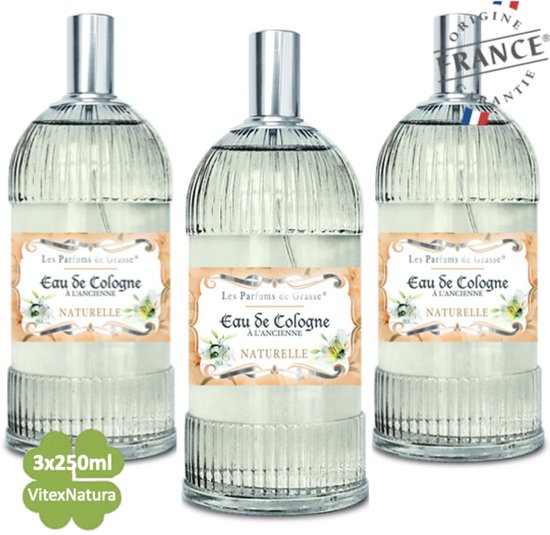 Naturelle Eau de Cologne 3 x 250 ML | merk A L'Ancienne | unisex | multifunctioneel als parfum, roomspray en fris linnengoed | Franse Parfum de Grasse