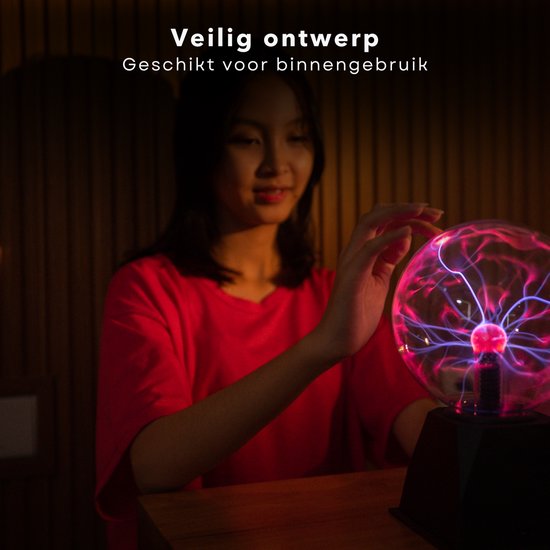 Cheqo® Plasma Ball - Lampe boule plasma - Boule plasma - Lampe disco - Effet plasma - Zwart - EBOOK inclus