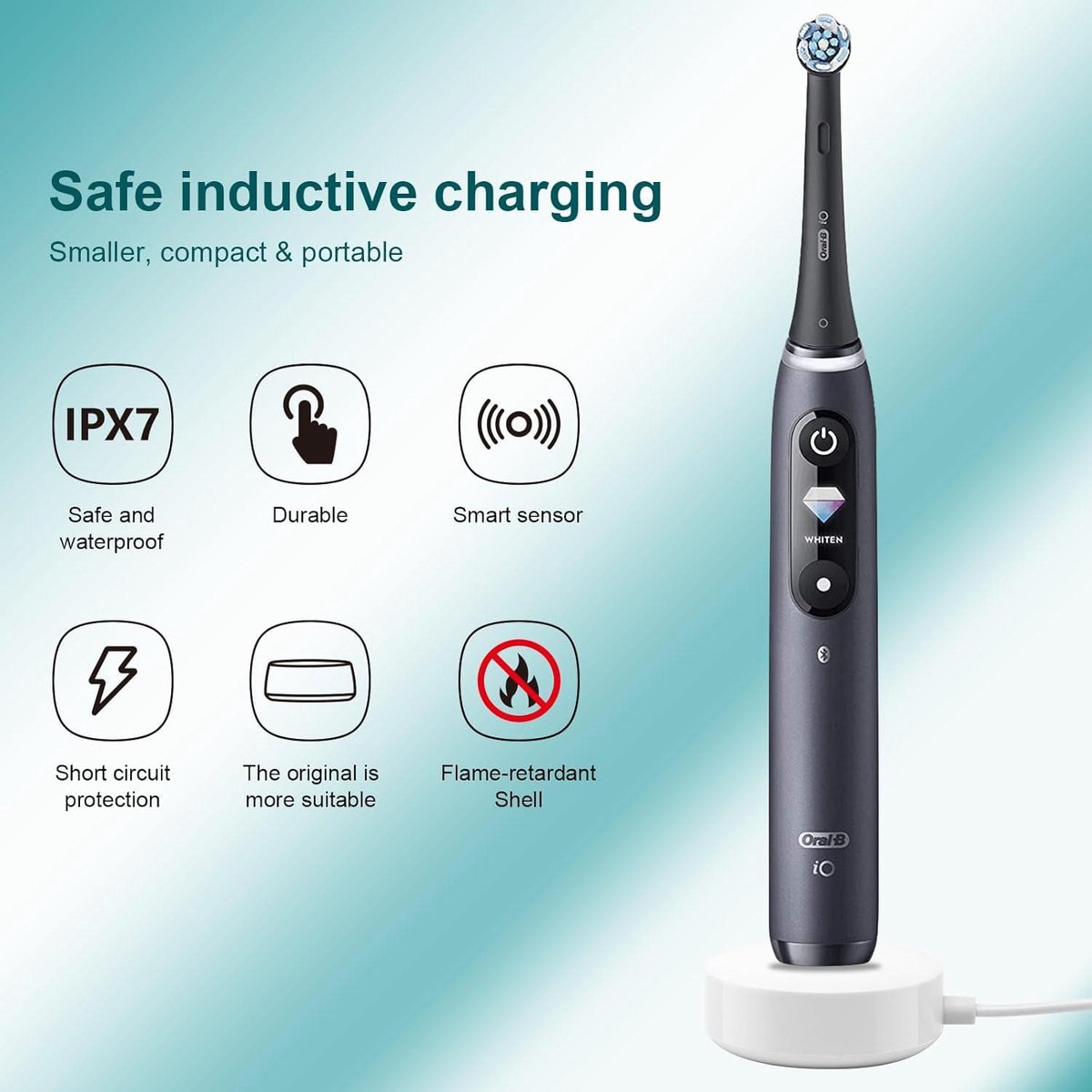 Afbeelding 2 van Elektrische tandenborstellader - geschikt voor Oral B iO7 iO8 iO9 - USB-interface oplader voor op reis