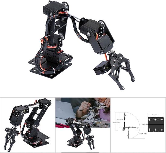 Agatige 6DOF Mechanischer Roboterarm Bausatz Mit Klemmklaue - STEM Lernspielzeug Für Kinder
