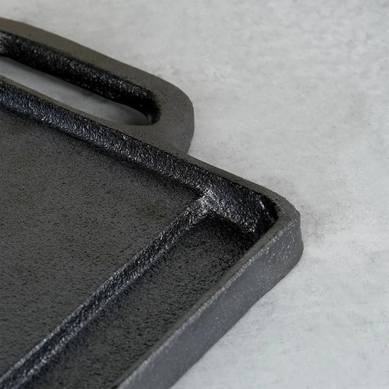 Mahlzeit Gietijzeren Grillplaat Geëmailleerd | Blue Berry | 39,5 X 22 X 35 Cm Grillplaat Gietijzer Met Twee Handgrepen Hoekig Geribbeld Grillplaten Braadplaat Gietijzeren Grillplaat Griddle Plaat