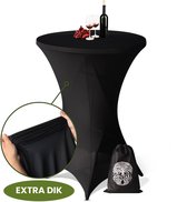 Statafelrok Zwart x 1 – ∅80-85 x 110 cm – 2 Jaar Garantie - Luxe Extra Dikke Stretch Stof – Inclusief Opbergtas – Kras- en Kreukvrije Statafelhoes – Perfect voor Horeca, Bruiloften en Feesten