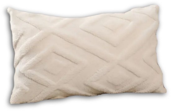 Sierkussen 30x50 cm Wit | Y compris le coussin intérieur | Moelleux, doux, peluche, nounours | Coussin décoratif allongé | Coussins décoratifs Crème, Ivoire, Sable | Banque de coussins à l'intérieur, salon | Boho , Bohème, kussen Décoration