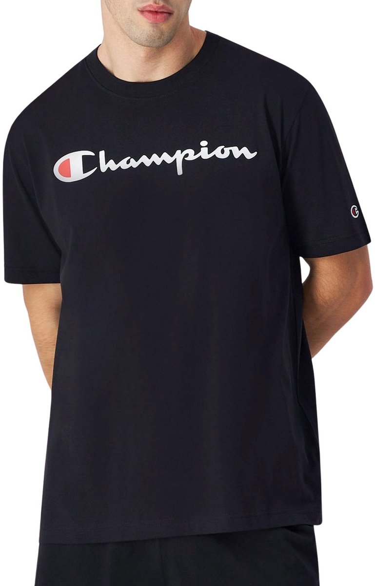 Champion Big Logo Jersey Shirt Heren Zwart