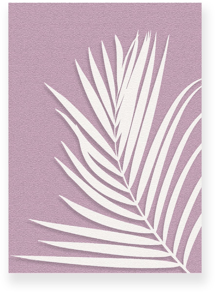 Yisual Aluminium plaat 20x30 cm - Poster - Palmblad - Canvas Look - Lila - Beige - Minimalistisch - Botanisch - Muurdecoratie - Wanddecoratie