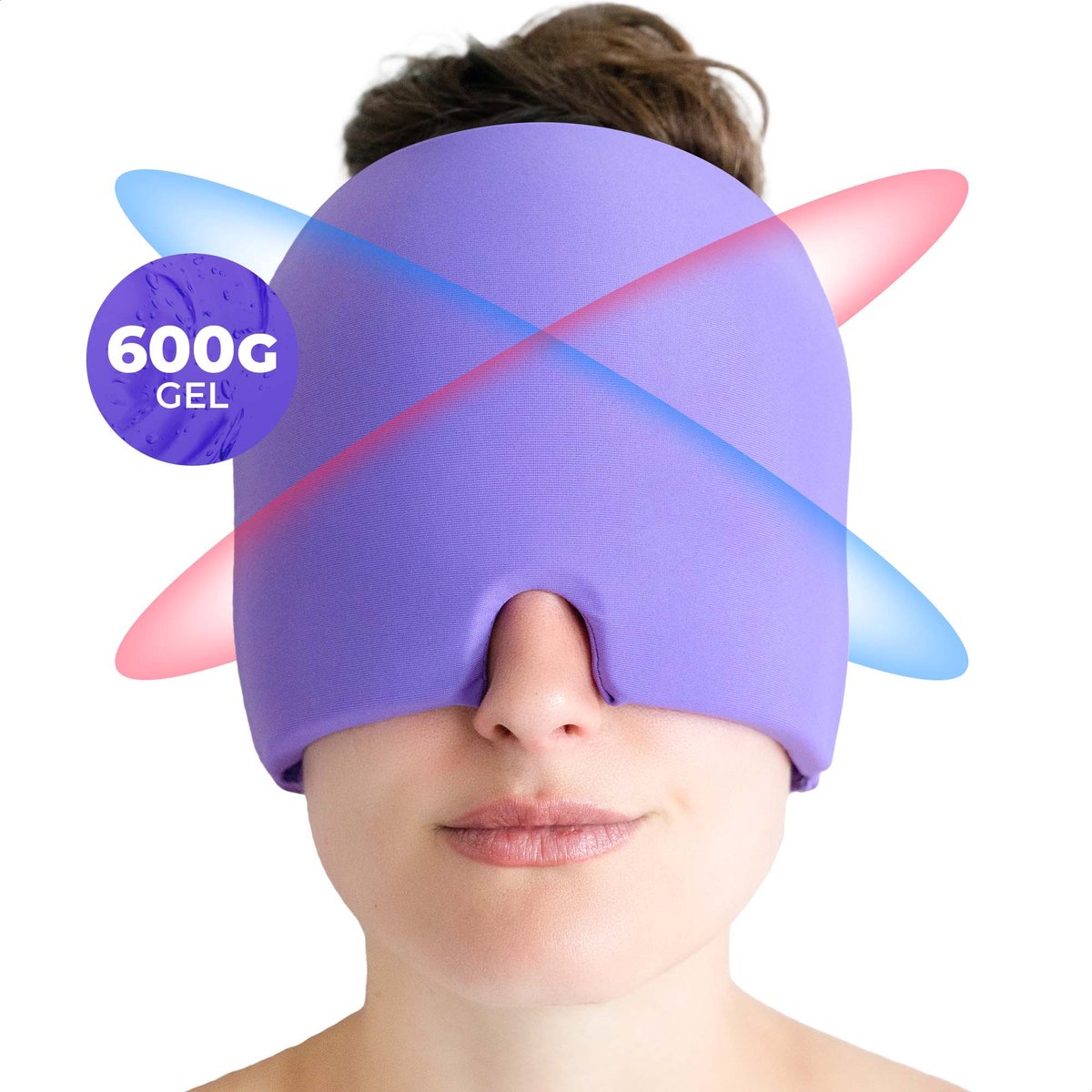 Ryce® Migraine Muts - Masker - Extra Dik 600G - Hoofdpijn - Warmte & Koude Therapie - Hot Cold Pack - Paars