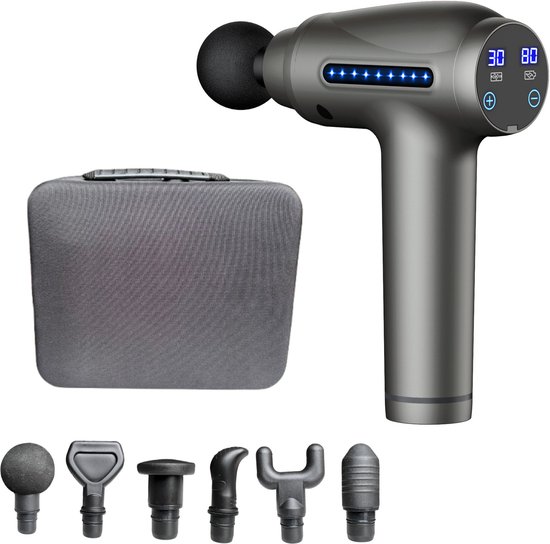 Massage Massage Gun PRO 6 Kopstukken Grijs Draagbaar - Massage - €39,99