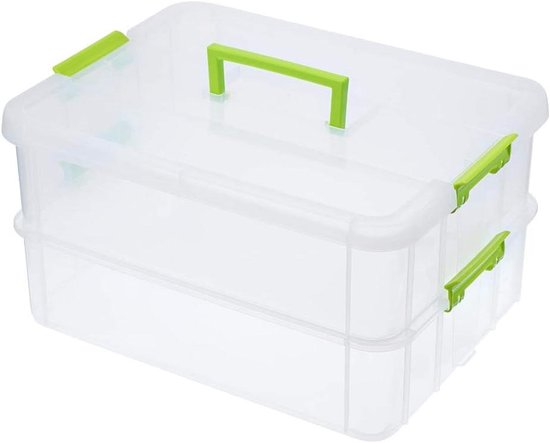 UHAPEER Opvouwbare opbergdoos met deksel, 5 lagen stapelbare opbergdozen, stapelboxen met