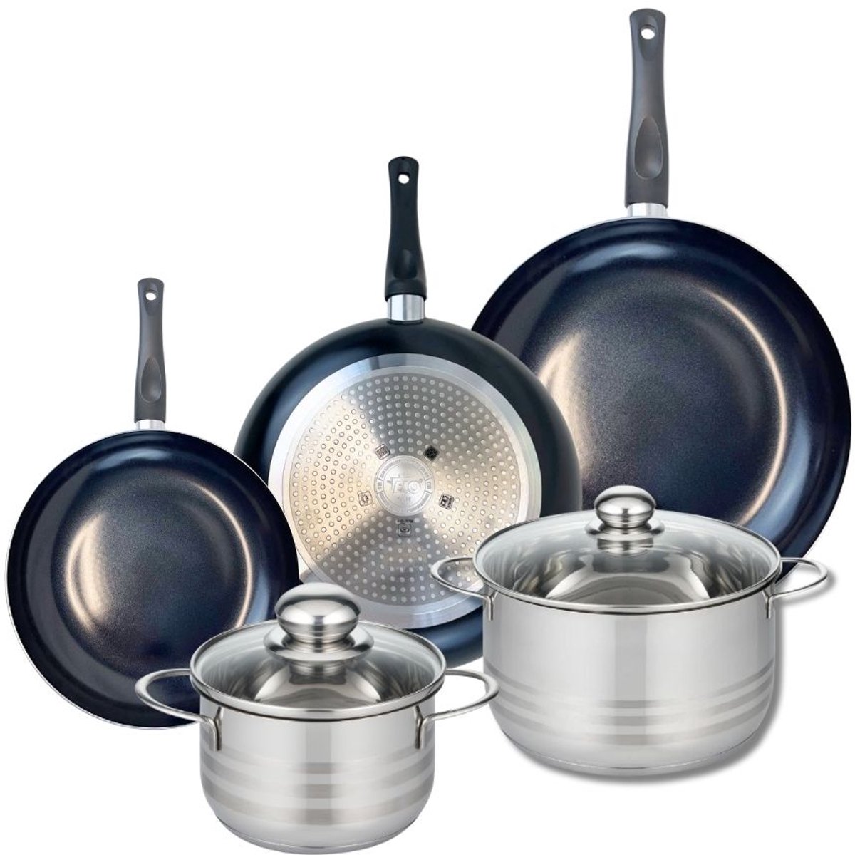 Set van 3 Kookpannen 20, 24 en 28 cm en 2 braadpannen 16 en 20 cm Elo Prima Brillant