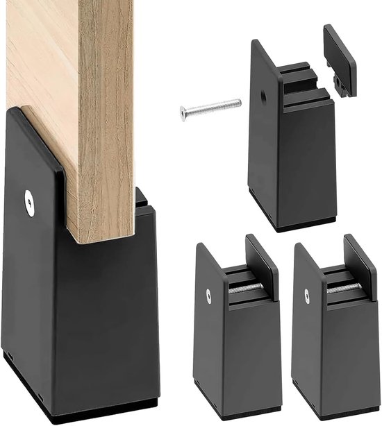 GOYADA 4 stuks inklapbare tafelpoten 35 cm, tafelpoten roestvrij staal zwart 90 graden voor tafel, bed, bank, laptoptafelpoten, kast