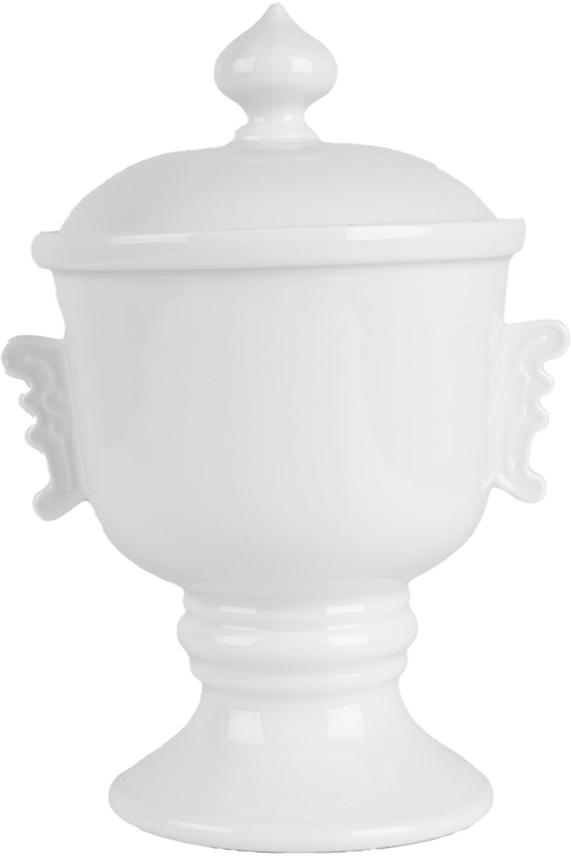 Clayre & Eef Voorraadpot Ø 12x17 cm Wit Keramiek