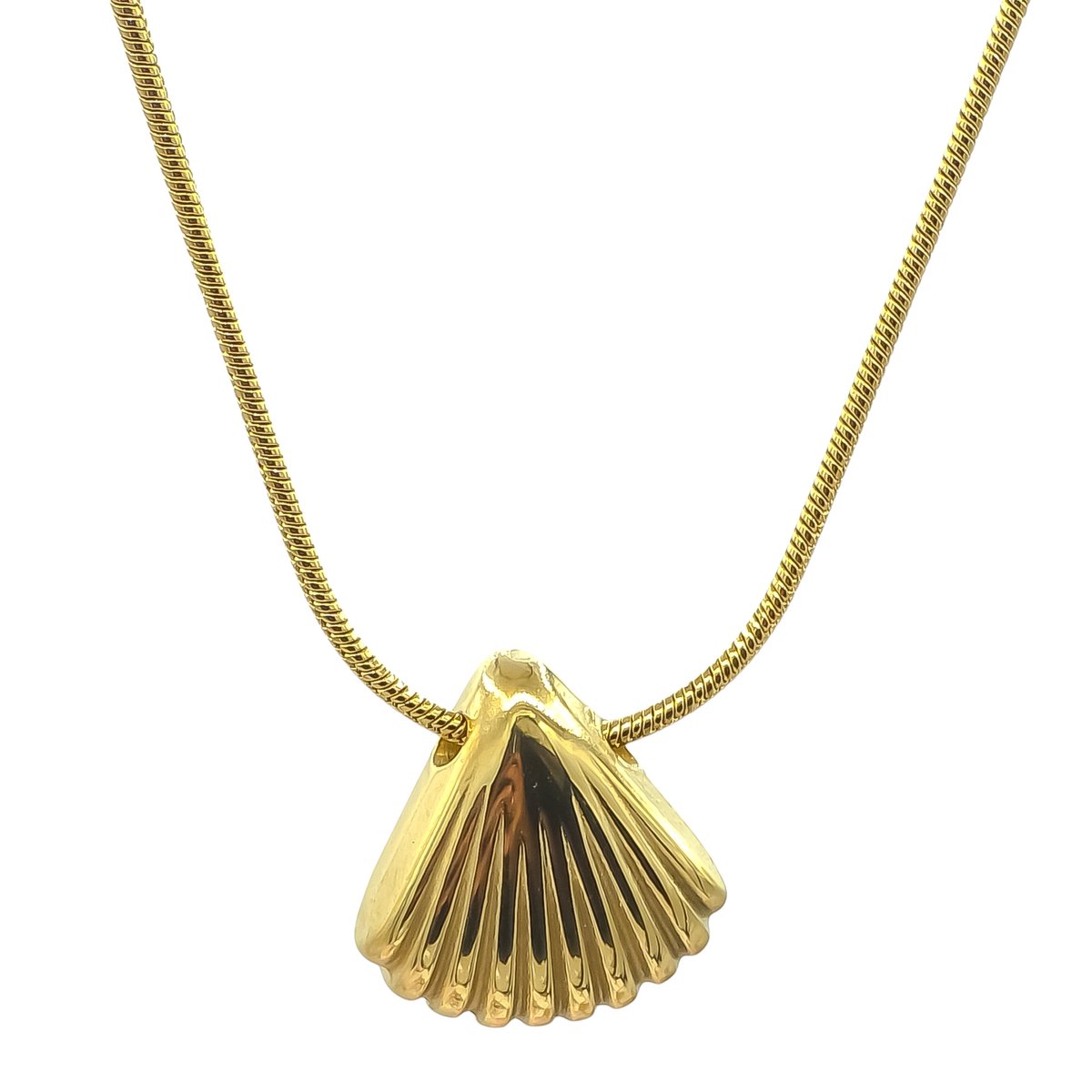 Goudkleurige Damesketting met Schelp hangertje - Goldplated Stainless Steel - 40 + 5cm