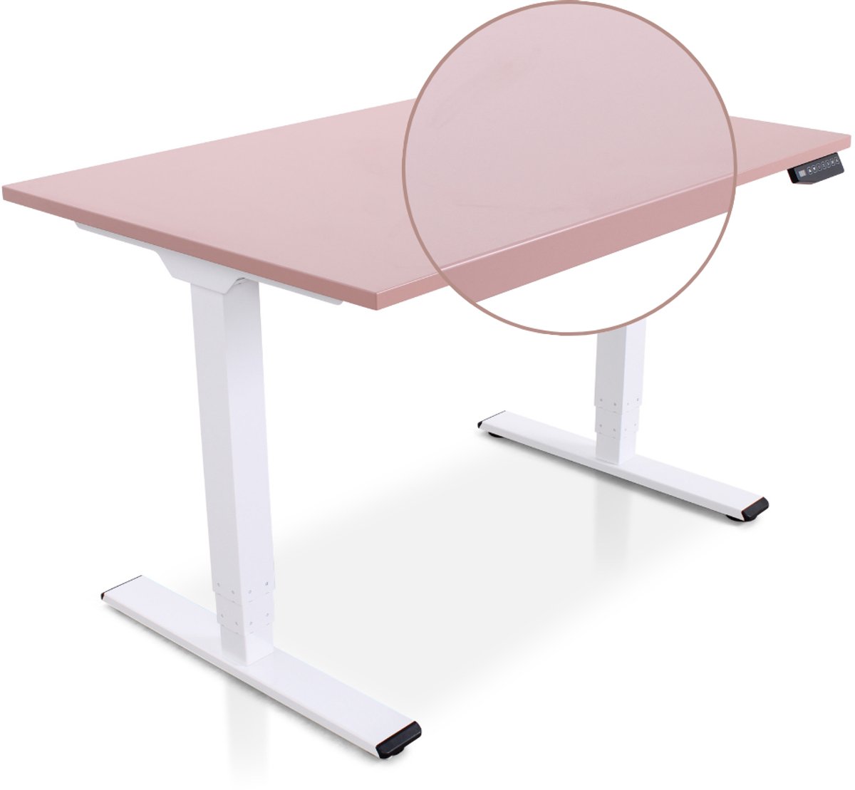 Multi Ratio Lineaflex MRC COMFORT Zit-Sta Bureau – Elektrisch Verstelbaar – 120x80 cm – Blad Dusty Rose – Wit Frame – ARBO Norm NEN-EN 527 – Met memorybediening – 100 KG Draagvermogen – 130 cm Hoog
