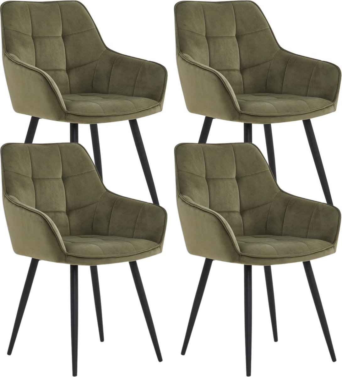 Colenis Oriana Eetkamerstoel - Set Van 4 - Groen - Velvet - Fabb - Industrieel - Design