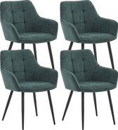 Bol.com Colenis® - Oriana Eetkamerstoel - Set Van 4 - Groen - Lino - Design aanbieding