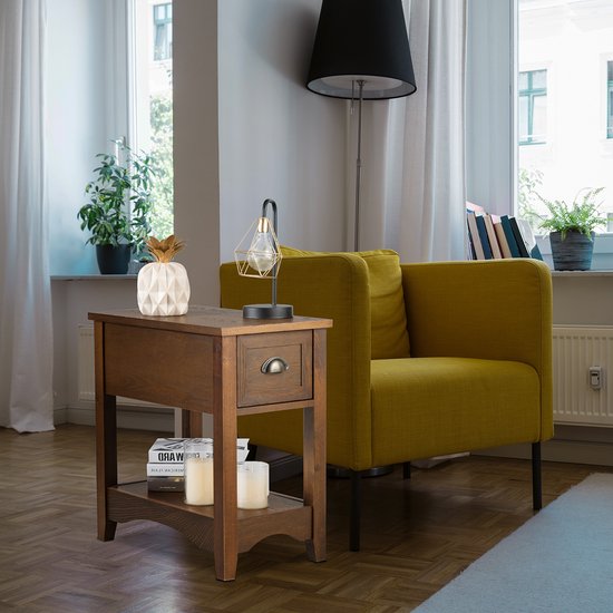 KOMFOTTEU Vinylplatenspeler Standaard Voor 300 Albums - 3-Verdiepingen Houten Display Met Scheidingswanden