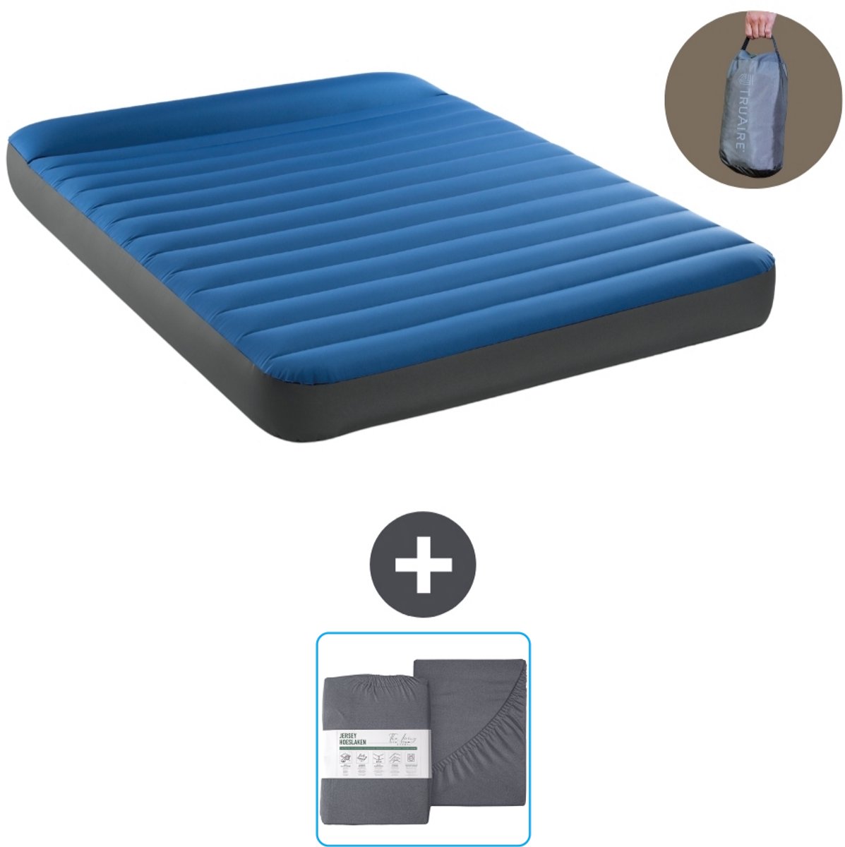Intex Luchtbed - 2-Persoons - 152 x 203 x 22 cm - Blauw - Inclusief pomp en Hoeslaken