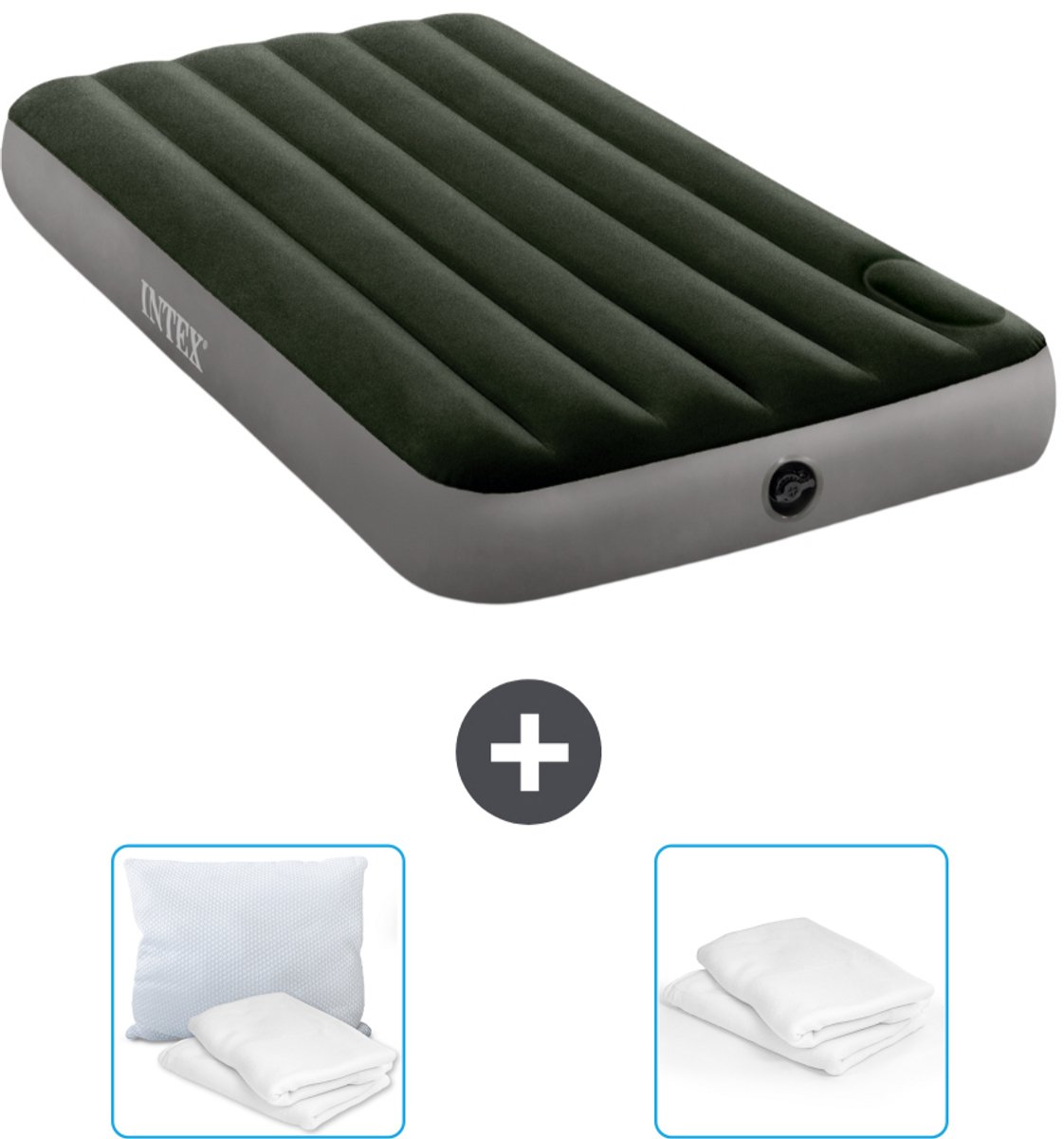 Intex Luchtbed - 1-Persoons - 99 x 191 x 25 cm - Groen - Inclusief Kussen en Kussenbeschermer