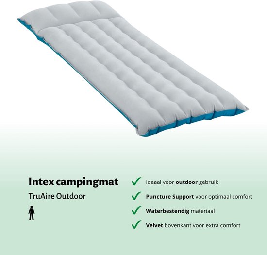 Intex Campingmat - 1-Persoons - 67 x 184 x 17 cm - Blauw - Inclusief Kussen en Kussenbeschermer van Intex — afbeelding 5