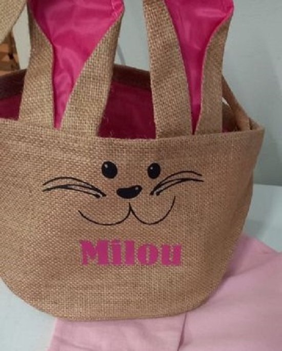 Jute Paasmand met Oren – Lage Variant (17x25 cm) *eieren zoeken *Pasen * evt. met gratis naam