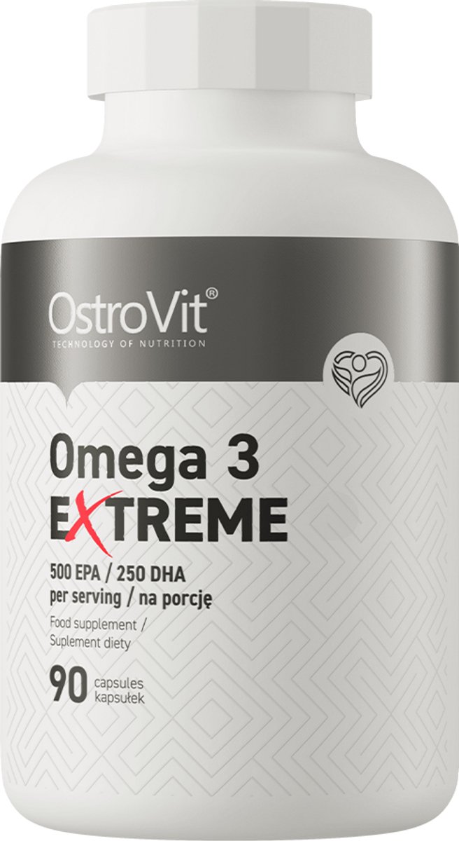 OstroVit - Omega 3 Extreme - 90 Softgelcapsules - Hooggedoseerde visolie voor hart, hersenen en gezichtsvermogen - 1000mg - normaal triglyceridengehalte en bloeddruk