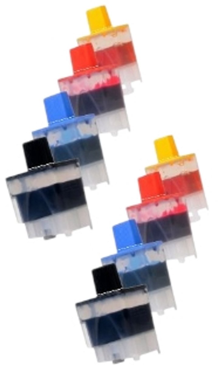 KATRIZ® huismerk inkt LC900/LC41 Zwart,Cyaan,Magenta,Geel (2sets )| 8 stuks | Geschikt voor Brother FAX1840C, FAX1940CN, FAX2440C, MFC210C, MFC420CN, MFC620CN, MFC3240C, MFC3340CN, MFC5440CN , MFC5840CN