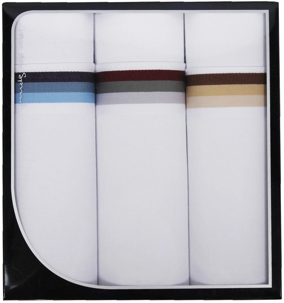 Swan 3-pack - Heren zakdoeken, Vintage White - Cadeauverpakking katoenen zakdoeken - 46 - Wit