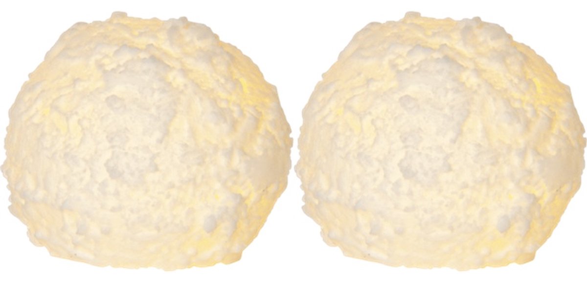 Set van 2 LED Sneeuwbal Kaarsen – Warm Wit – Timer – Ø8x7 cm
