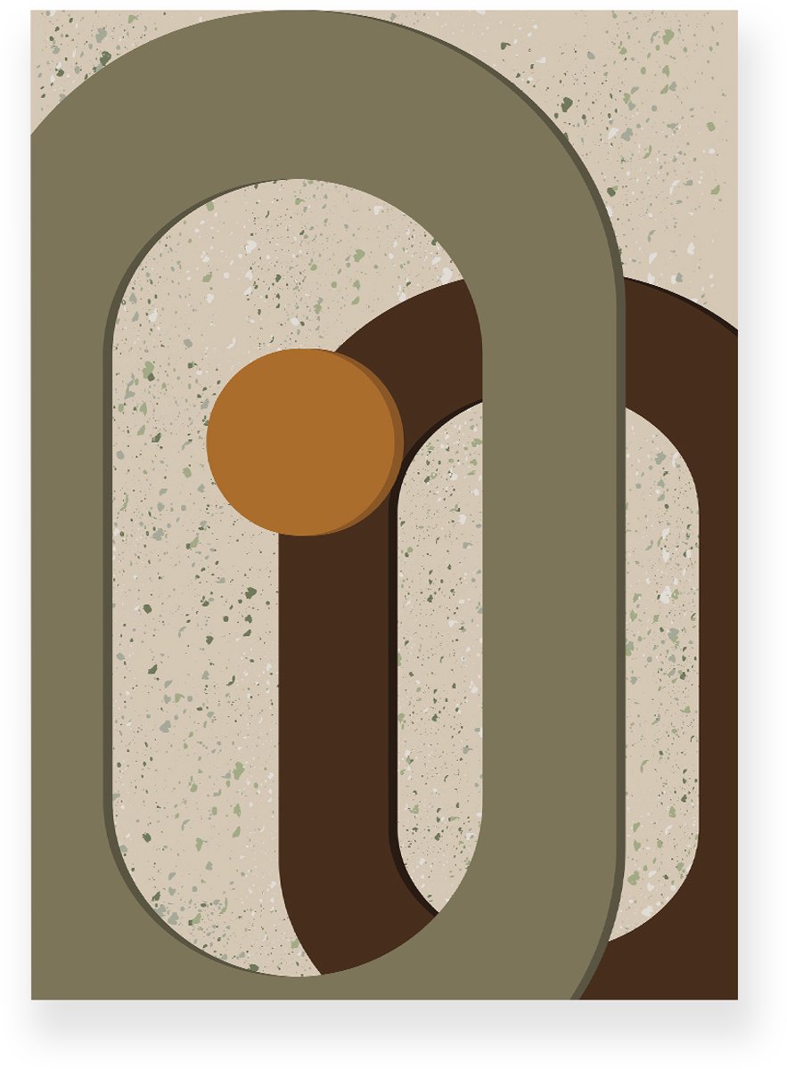 Yisual Aluminium plaat 30x40 cm - Poster - Ovalen - Terrazzo - Beige - Groen - Abstract - Modern - Muurdecoratie - Wanddecoratie