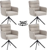Bol.com Colenis® - Exquisa Eetkamerstoel - Set Van 4 - Beige - Bouclé Stof - Design - Draaibaar - 360° - Met Return Memory Functie aanbieding