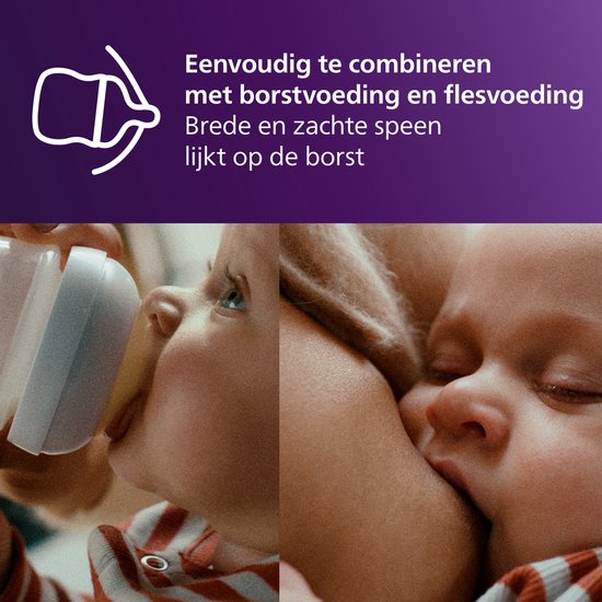 Philips Avent Réflexe de succion naturel - Vitesse 0+ Mois, Lot de 2 - SCY962/02 - Tétines de bouteille